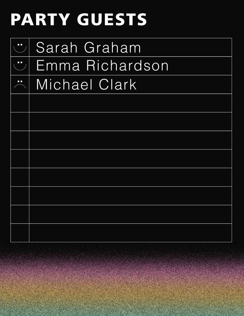 Template Elegant Black Gala Guest List Template