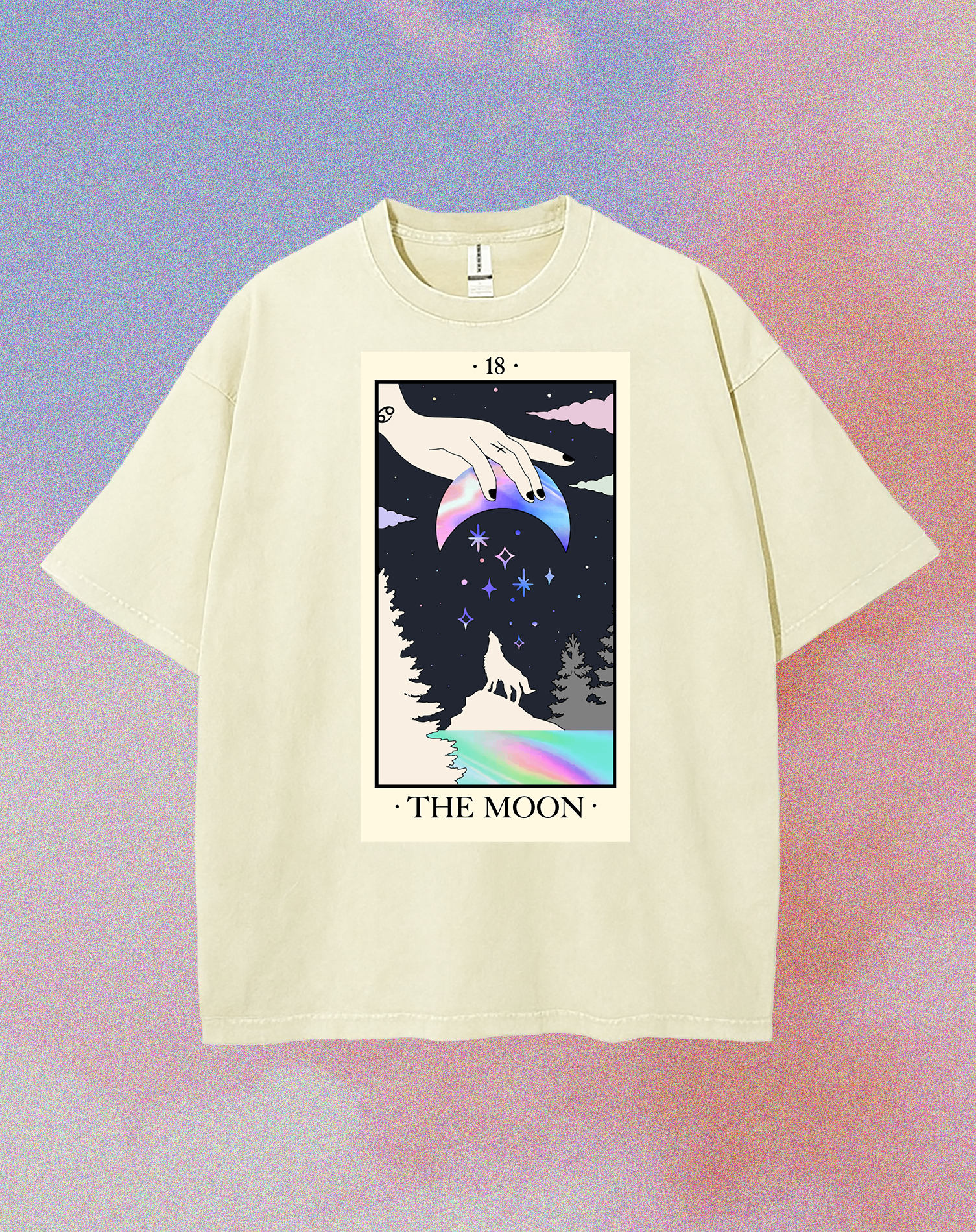 Template Celestial Moon Tarot T-Shirt Design Beige