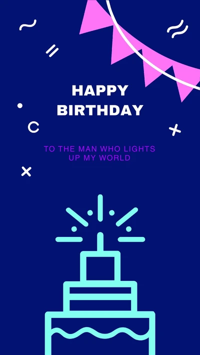 Template Cheerful Birthday Wishes Poster Blue and Pink