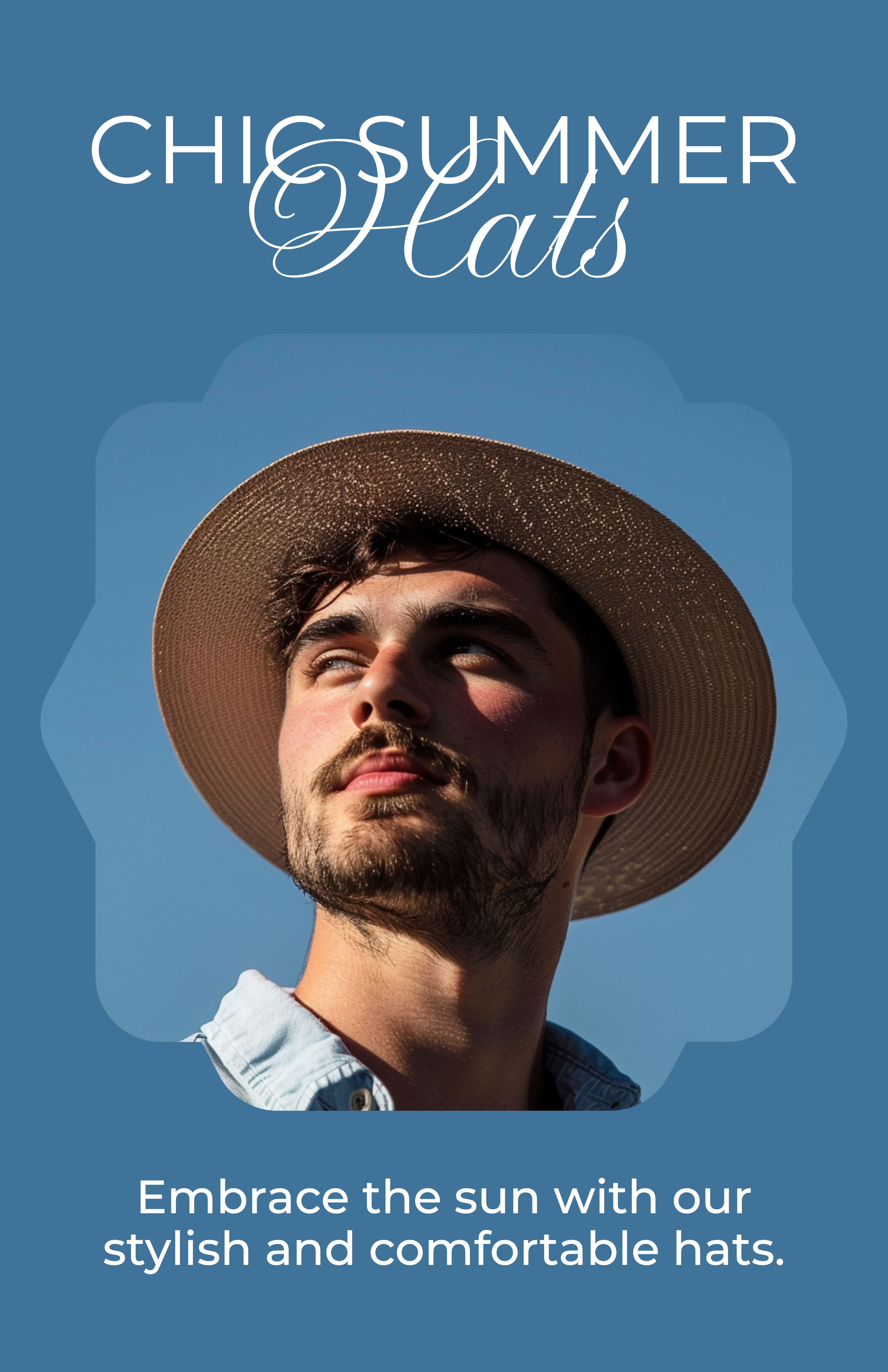 Template Stylish Chic Summer Hats Poster in Blue