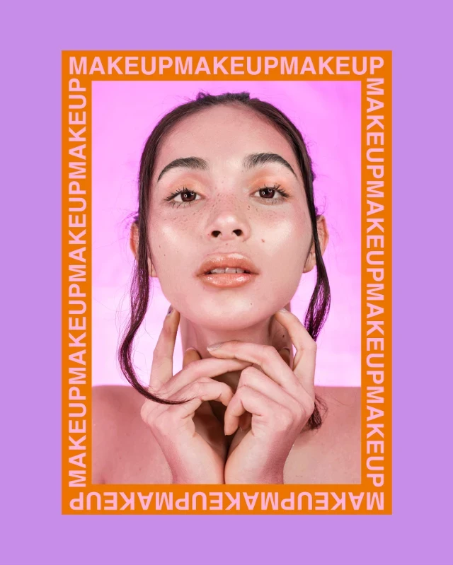 Template Bold Makeup Ad Poster in Pink and Orange Tones