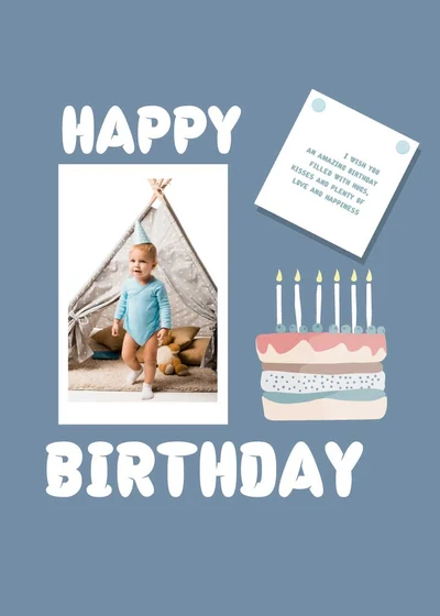 Template Charming Sky Blue Birthday Poster Design