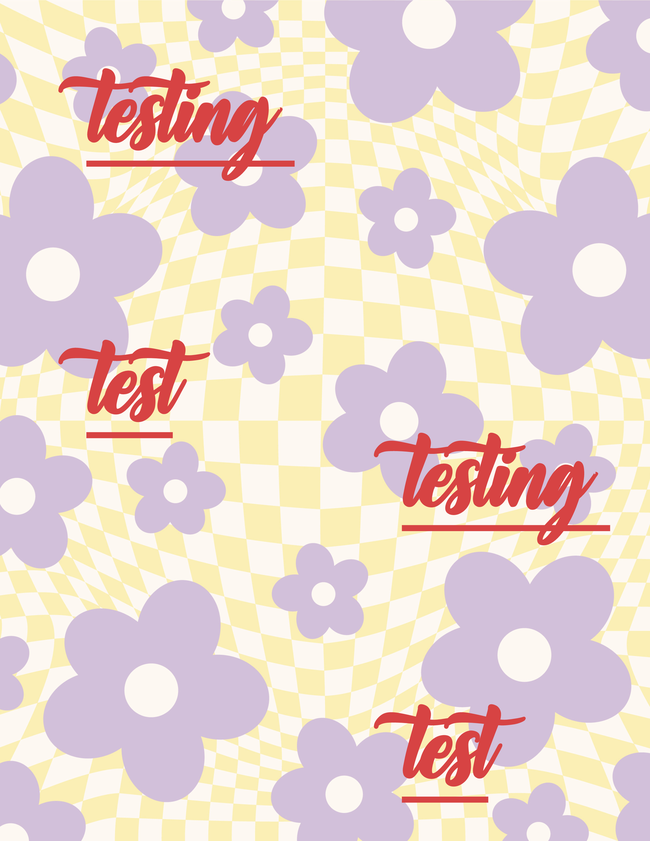 Cheerful Purple Floral Checkered Poster Design