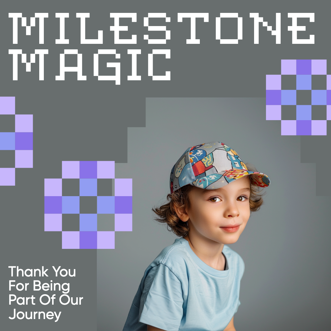 Milestone Magic Celebration Instagram Square Post in Gray