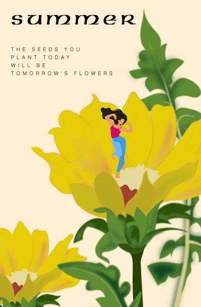 Template Blooming Summer Inspirational Poster Design