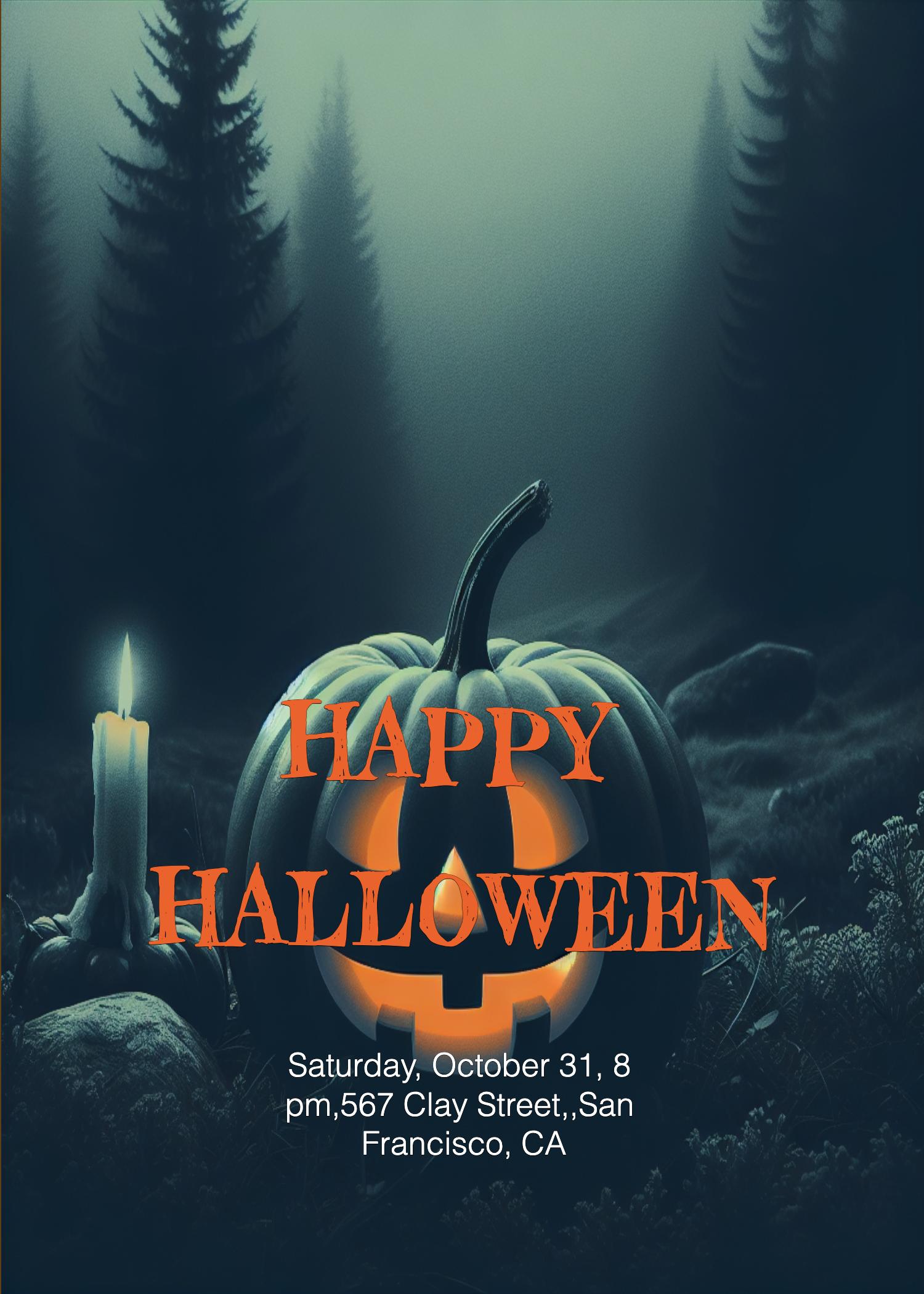 Spooky Halloween Party Poster Black and Orange