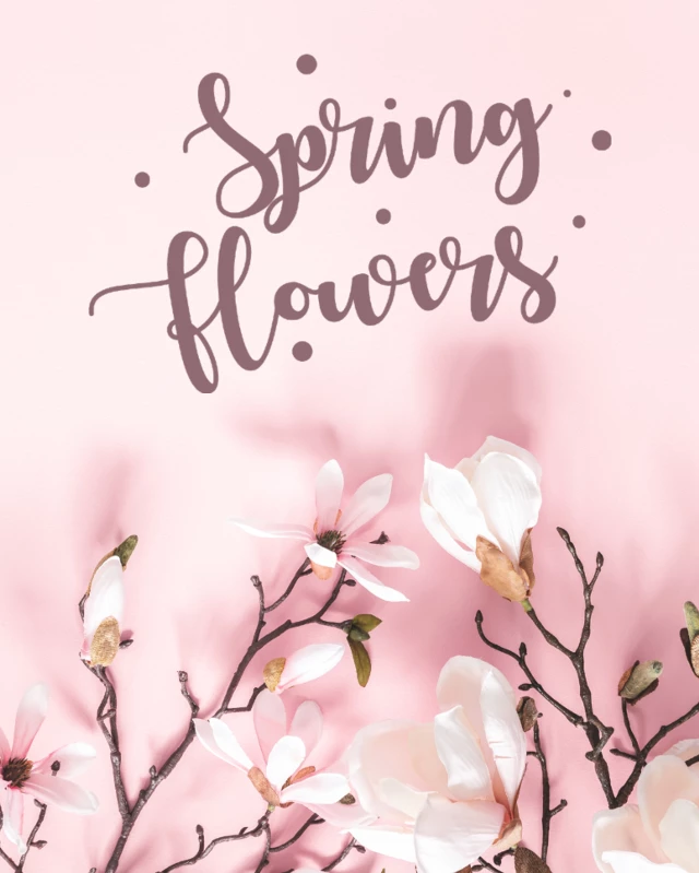 Blooming Magnolias Spring Poster Design Pink