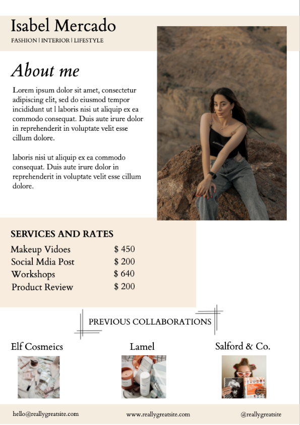 Elegant Influencer Media Kit Poster Template Beige