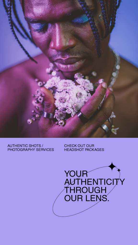 Expressive Purple Ad for Photography Services