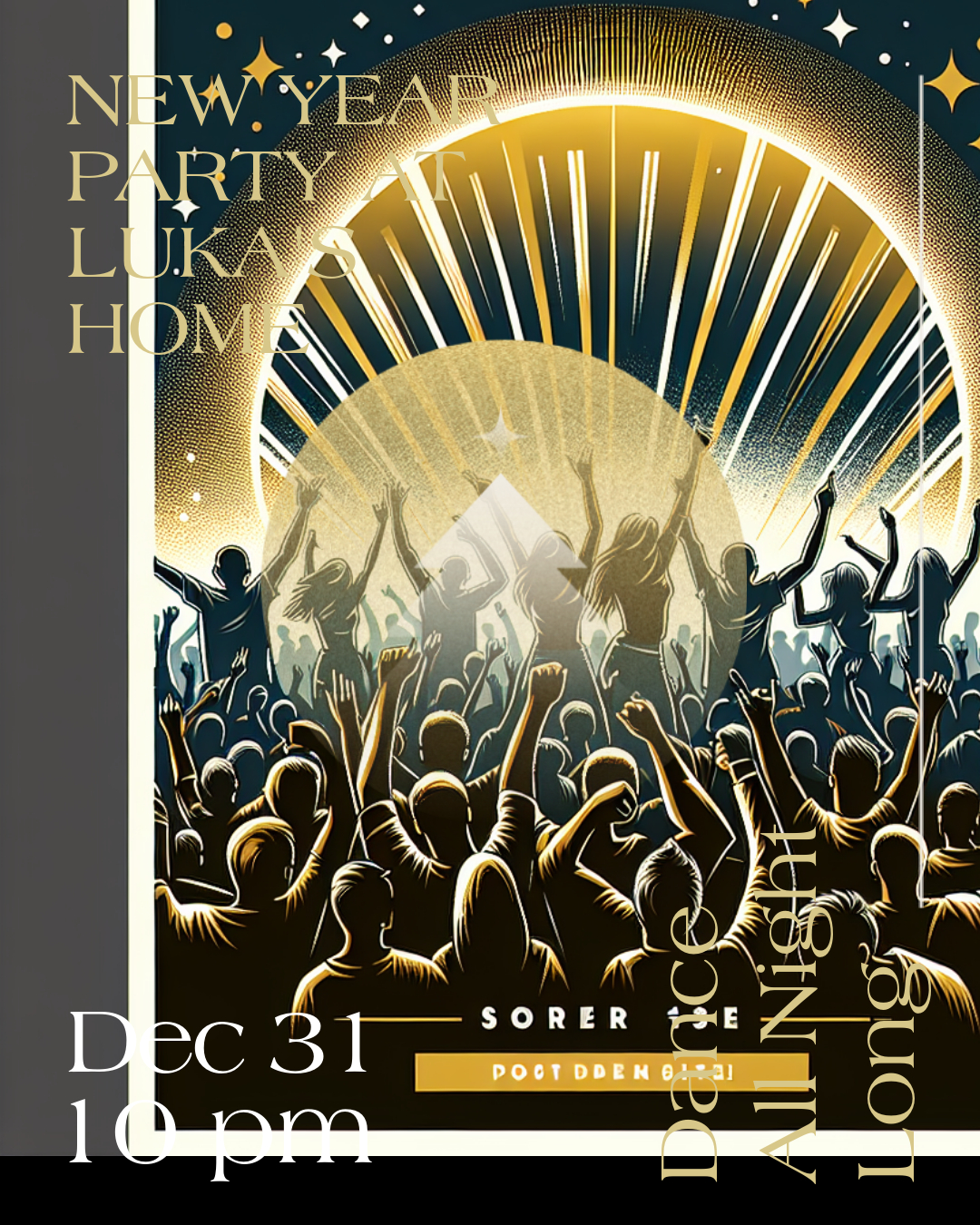 New Year's Eve Bash Poster in Black and Gold