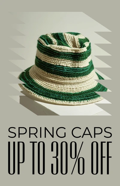 Elegant Cream and Green Hat Sale Poster