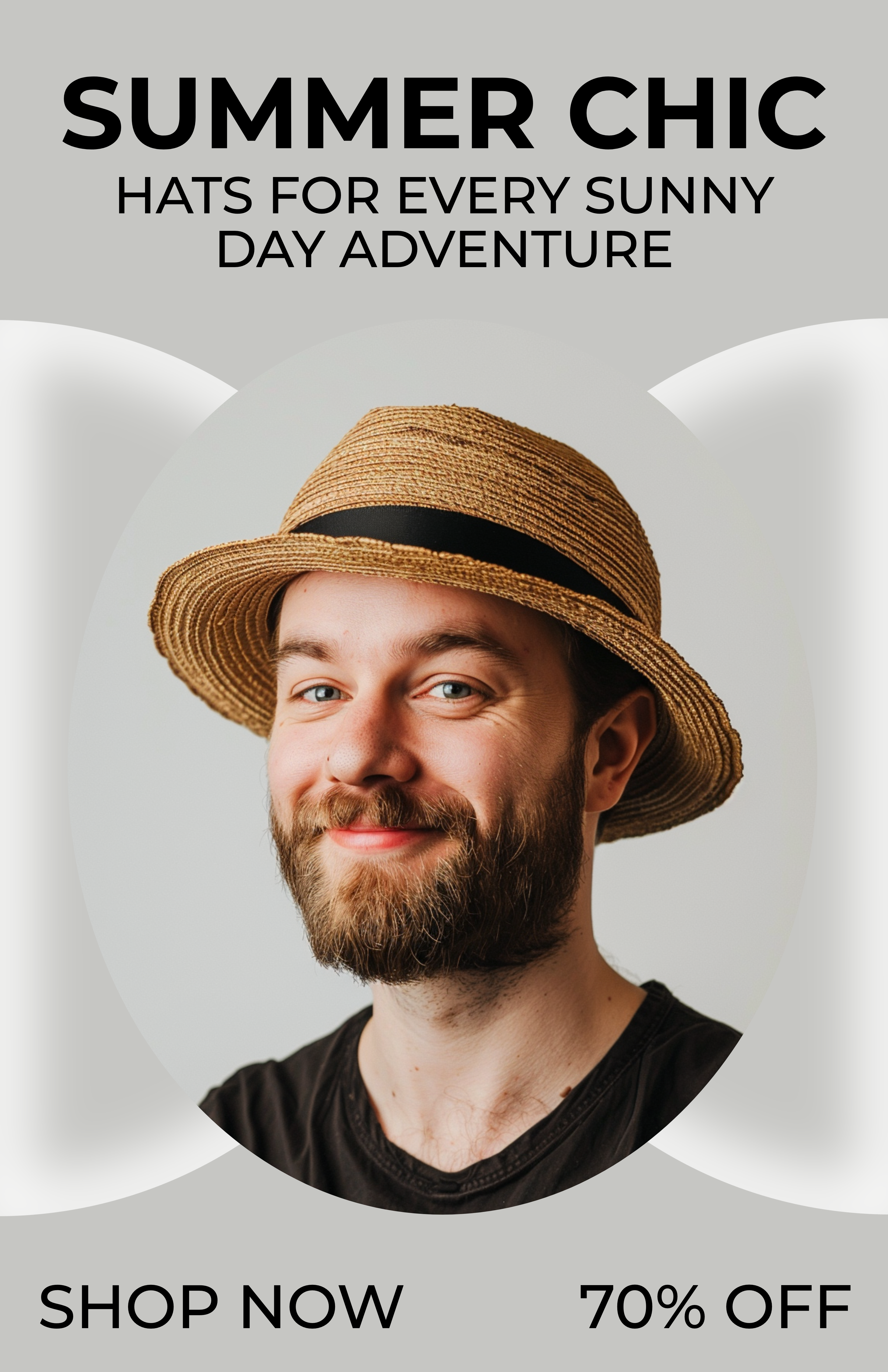 Template Stylish Summer Hats Poster in Gray