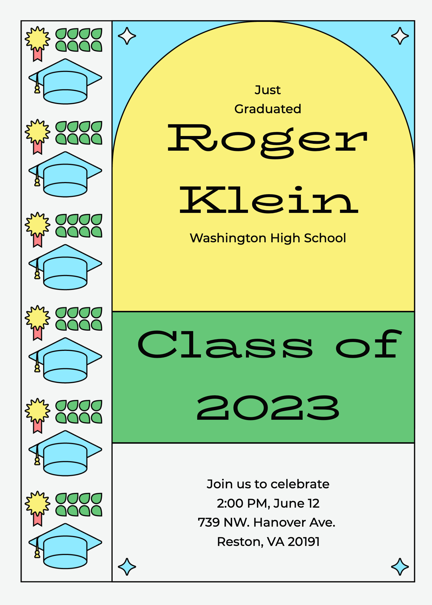 Template Sunny Yellow Graduation Announcement Poster