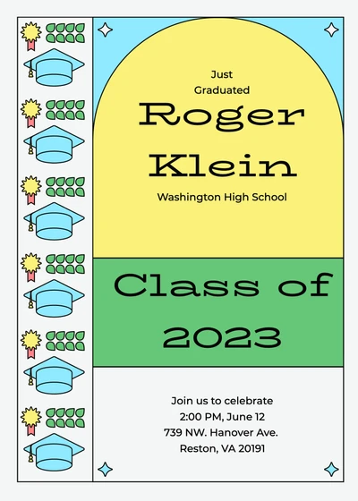 Template Sunny Yellow Graduation Announcement Poster