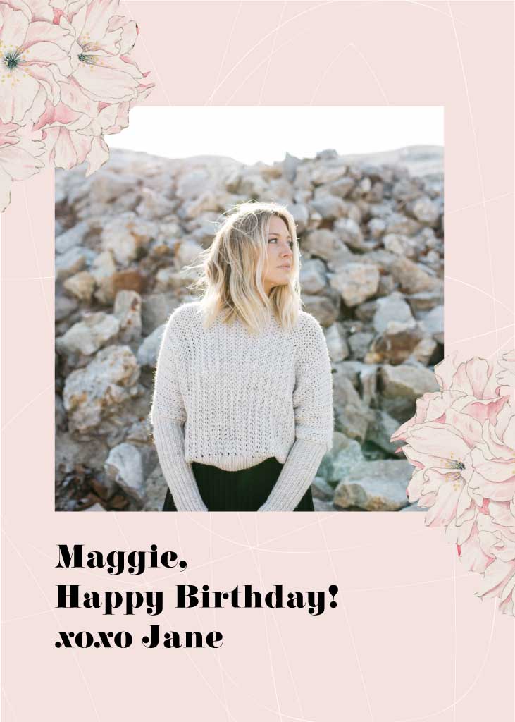 Elegant Pink Floral Birthday Post Template