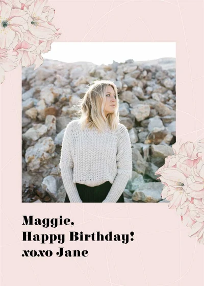 Template Elegant Pink Floral Birthday Post Template