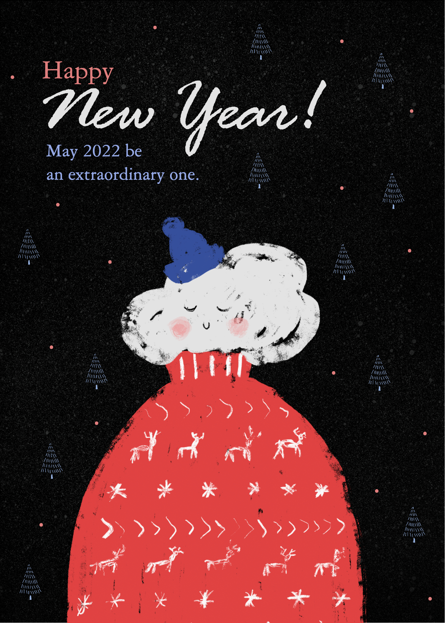 Joyful New Year Celebration Poster in Red and Blue