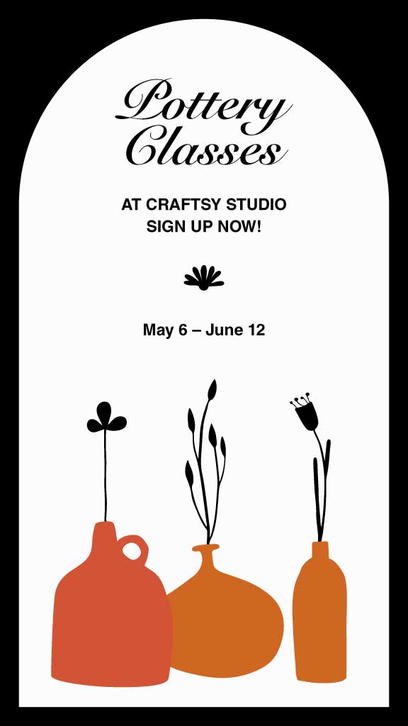 Creative Pottery Class Advertisement Poster Black and Orange