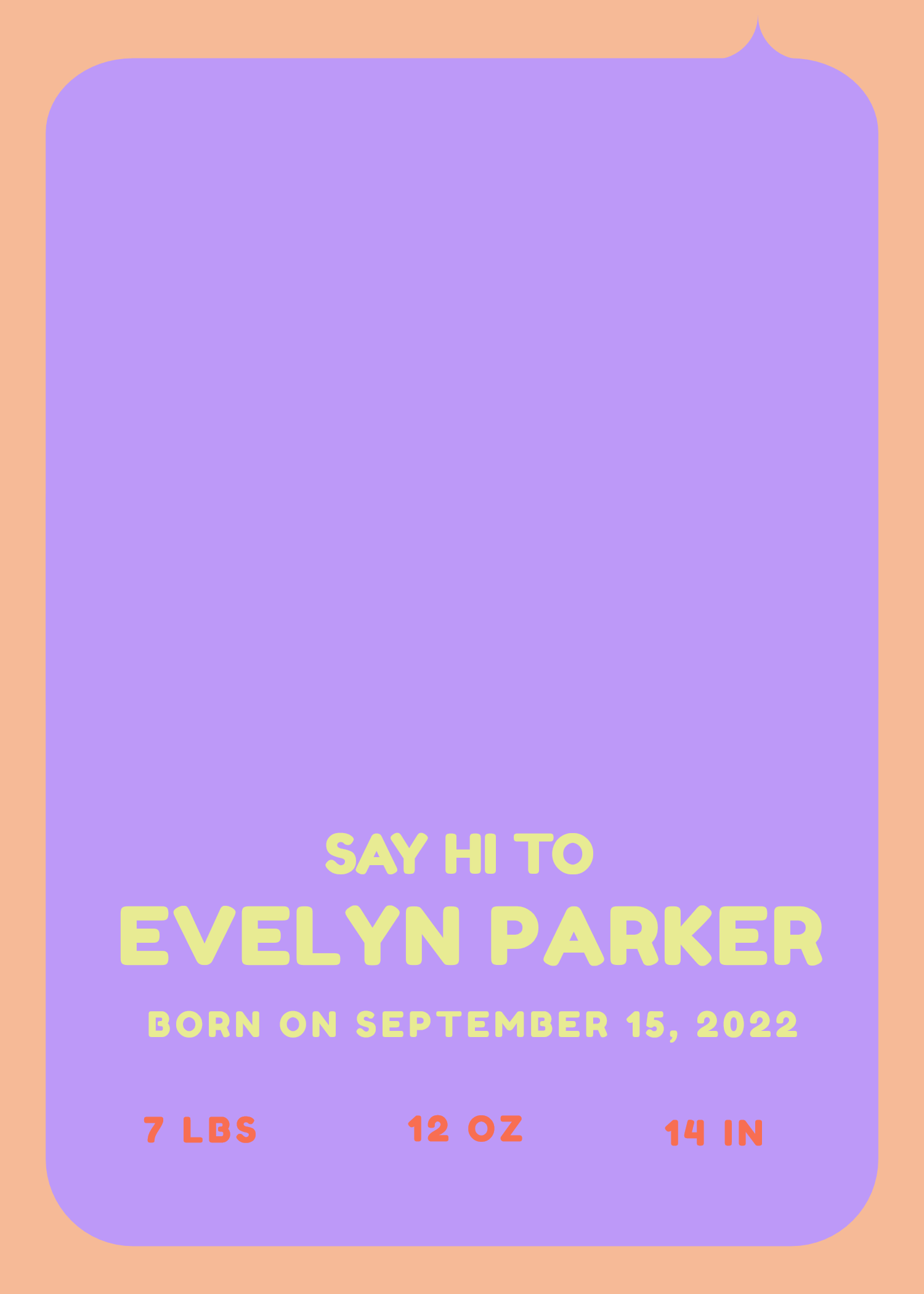 Cheerful Baby Birth Announcement Post Lavender and Peach