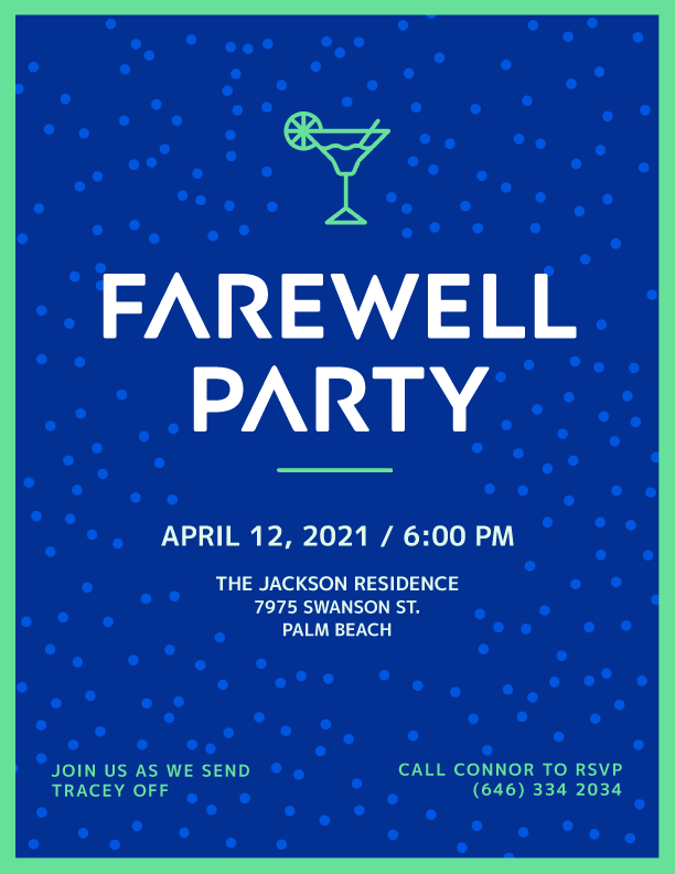 Chic Blue Farewell Party Poster Design