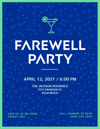 Template Chic Blue Farewell Party Poster Design