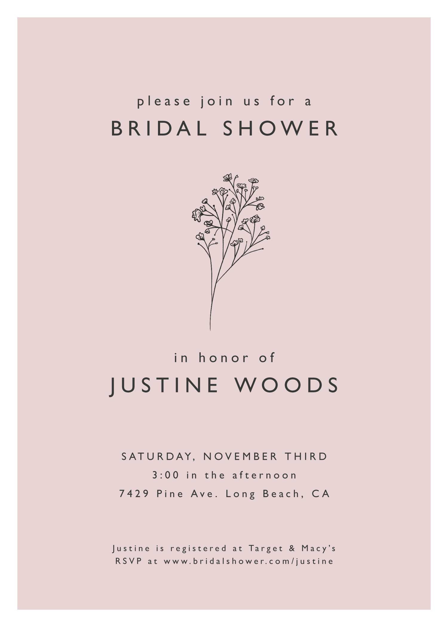 Template Elegant Pink Bridal Shower Invitation Poster