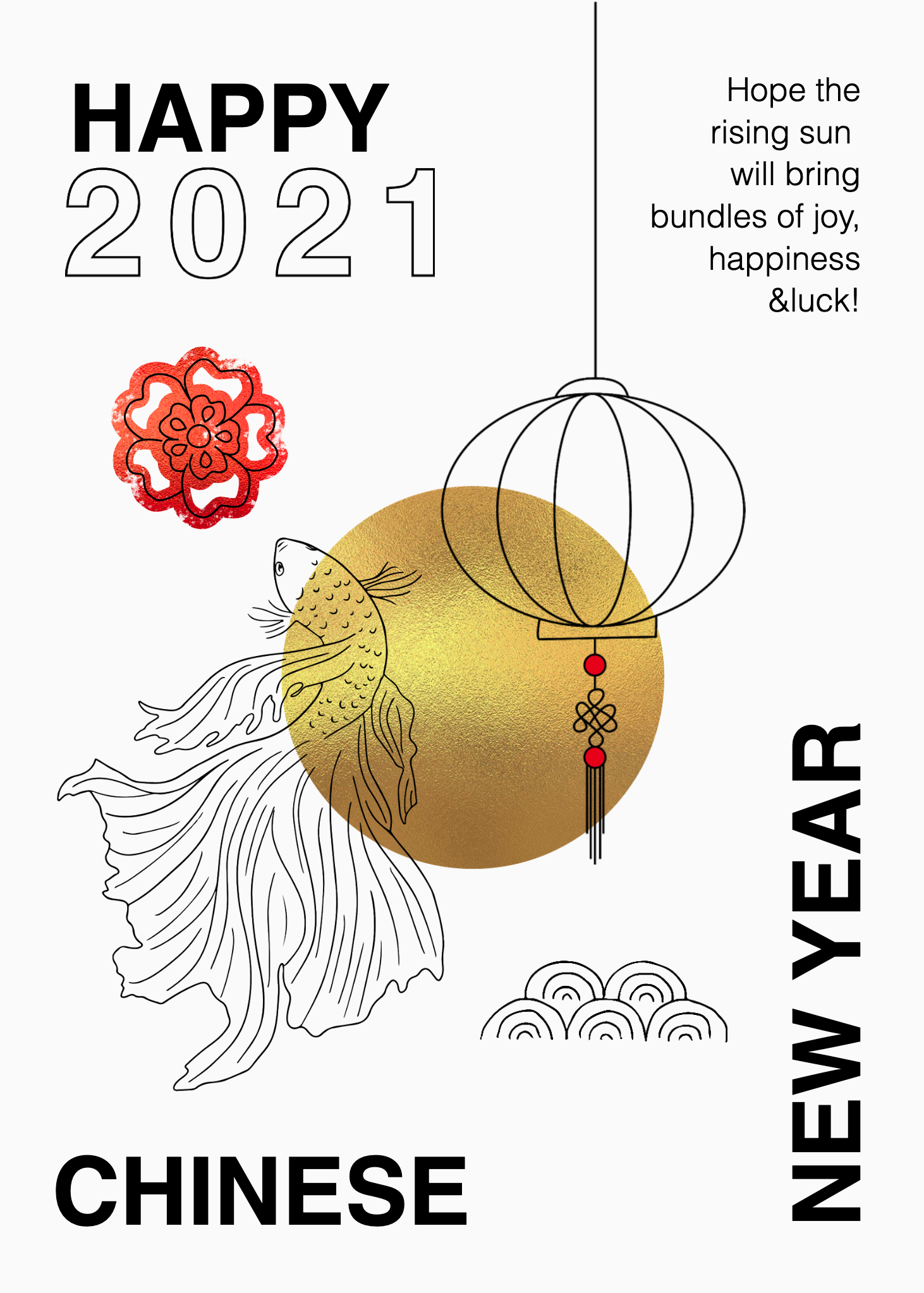 Elegant Gold and Red Chinese New Year Poster