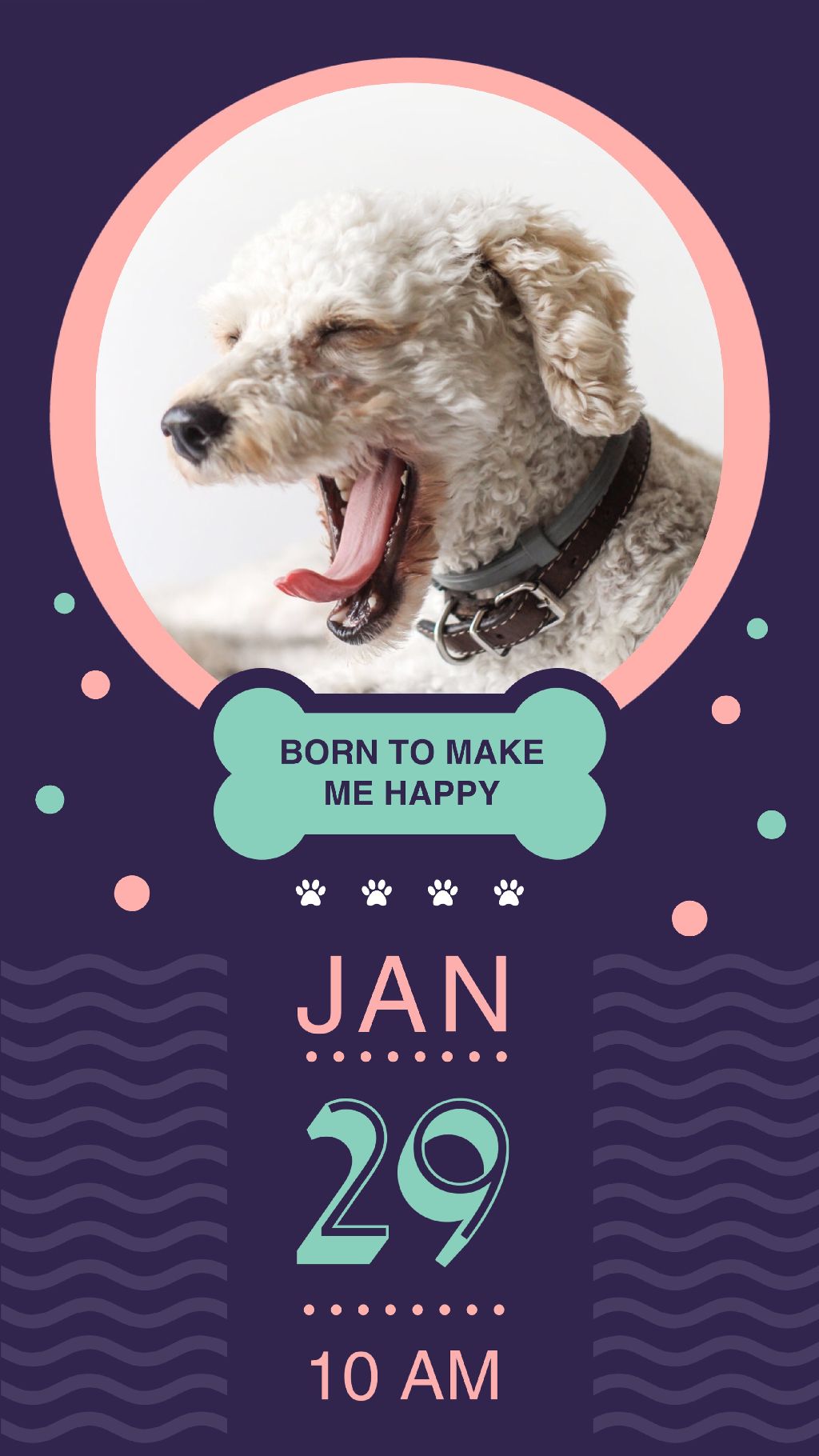 Joyful Puppy Celebration Event Poster in Purple