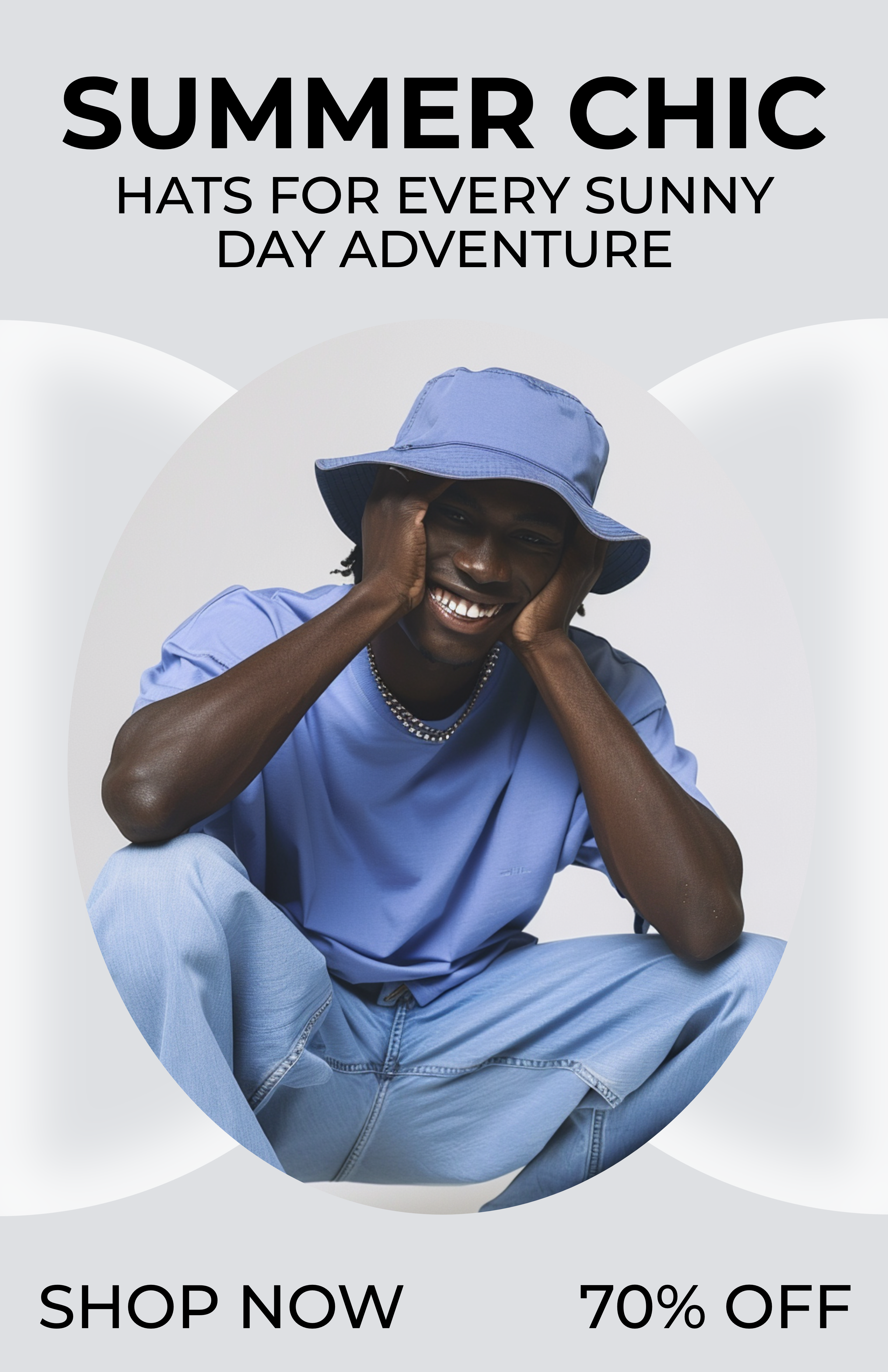 Template Summer Chic Hats Poster in Blue