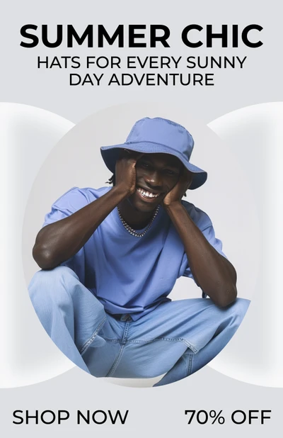 Template Summer Chic Hats Poster in Blue