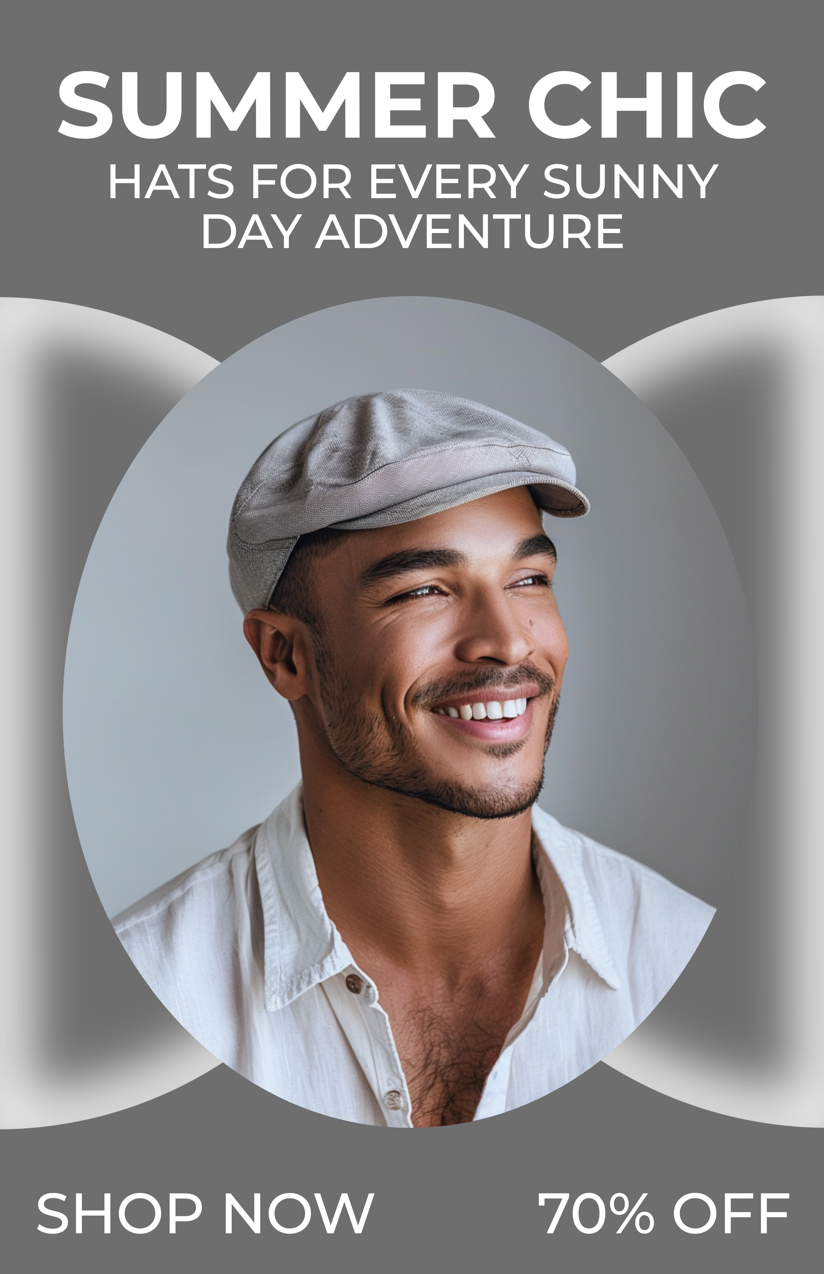 Template Stylish Gray Summer Chic Hat Poster