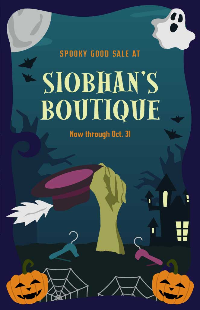 Spooky Sale Boutique Poster in Midnight Navy