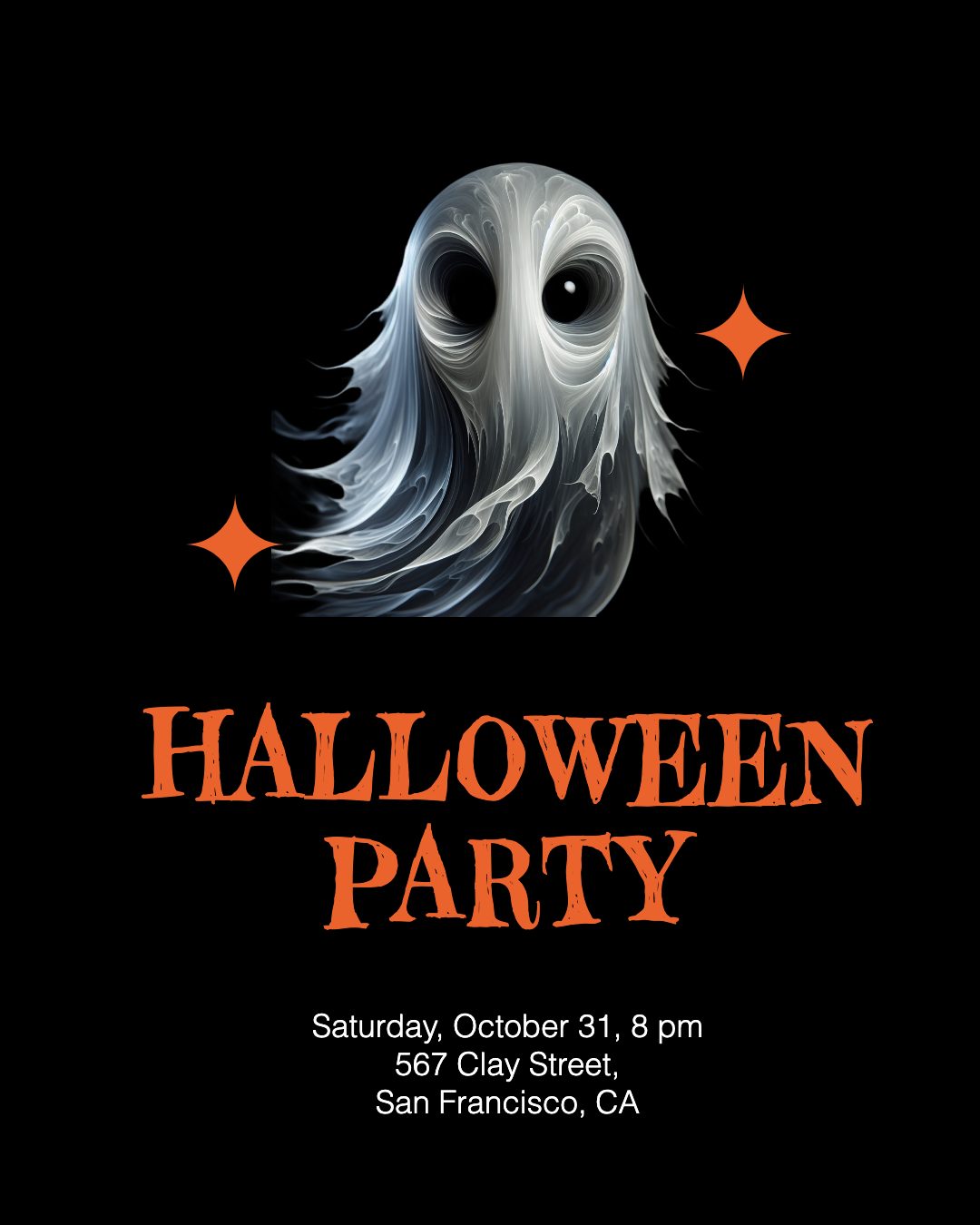 Spooky Halloween Party Poster in Orange and Black