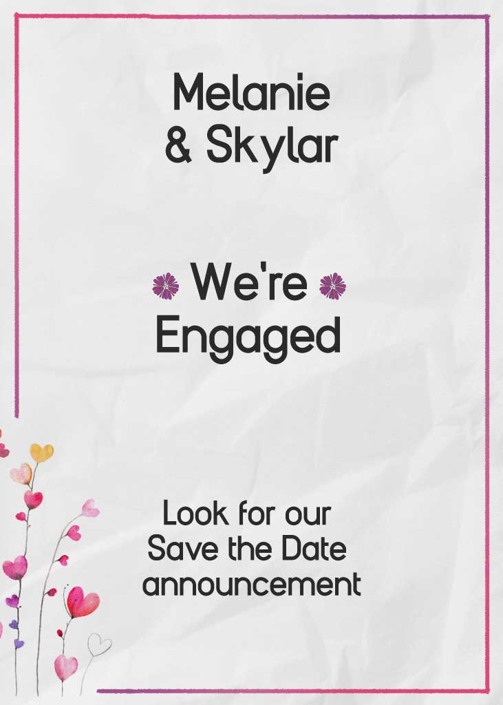 Elegant White Pink Engagement Announcement Post