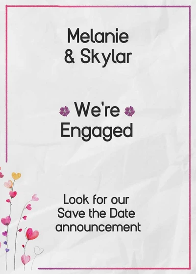 Template Elegant White Pink Engagement Announcement Post