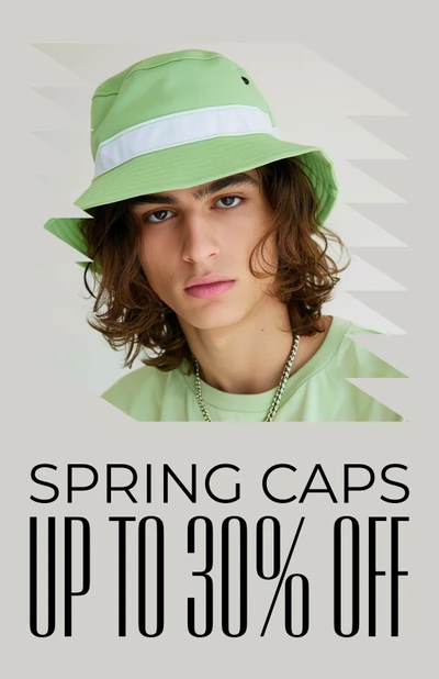Stylish Green Spring Caps Poster Sale