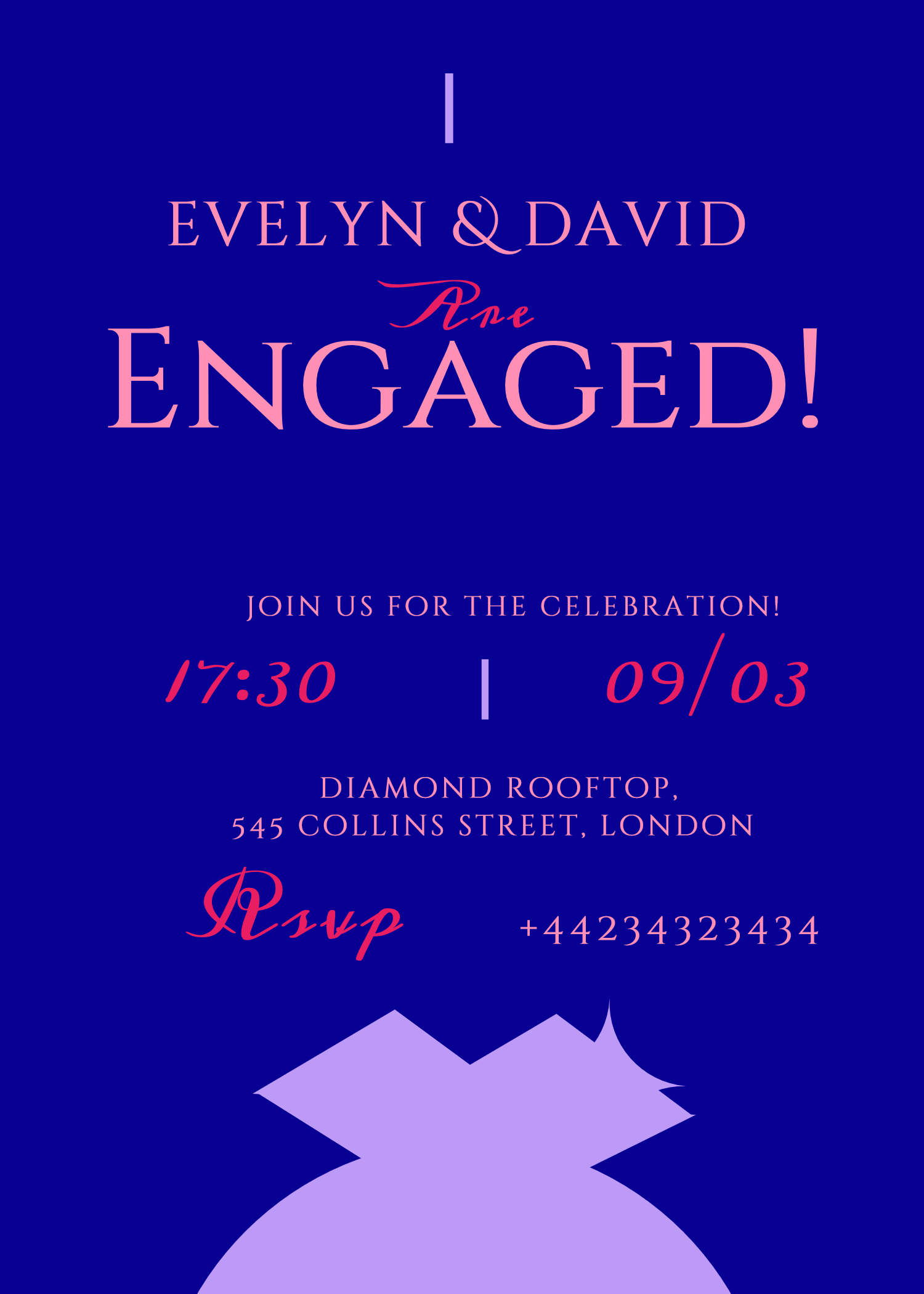 Elegant Blue Engagement Party Invitation Post