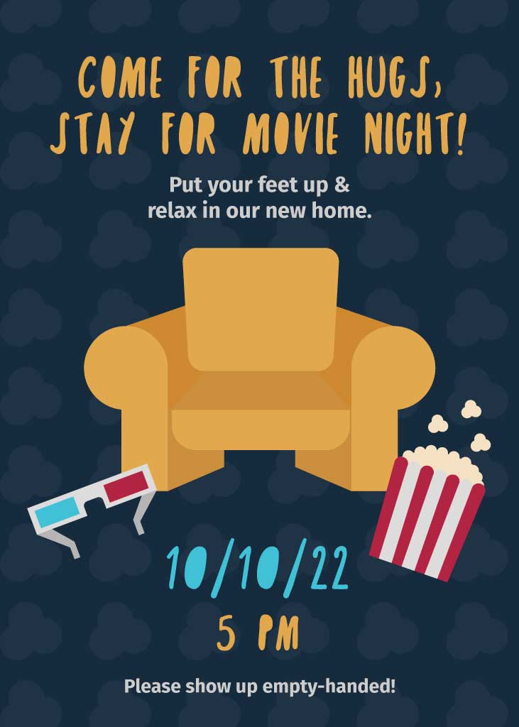 Cozy Movie Night Invitation Poster Navy Mustard