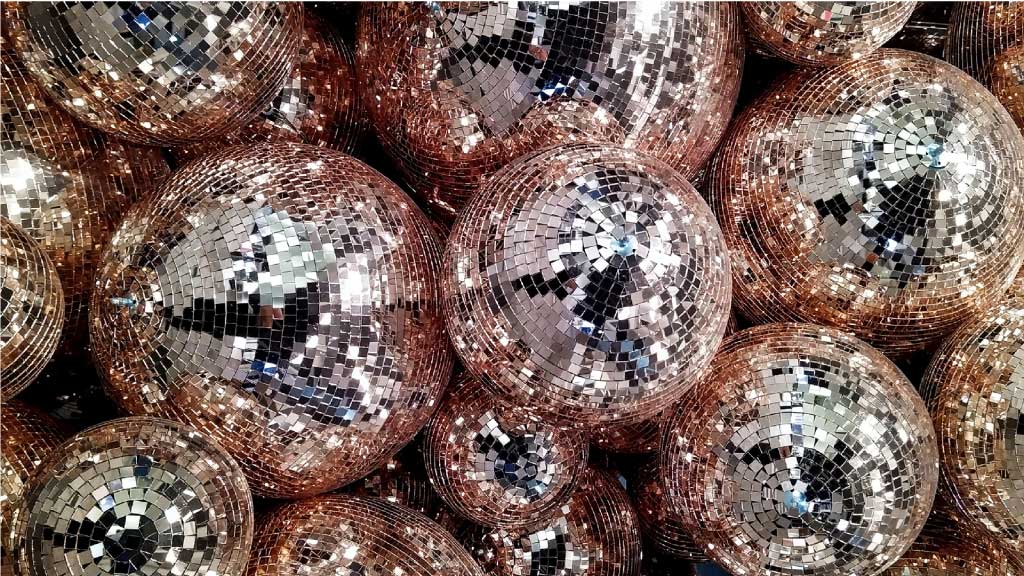 Shimmering Silver and Rose Disco Ball Poster