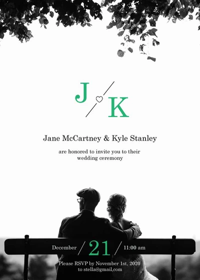 Template Elegant Black and White Wedding Invitation Post