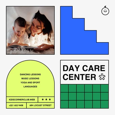 Template Colorful Day Care Center Ad Poster Design