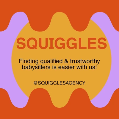 Template Purple and Orange Babysitter Service Ad