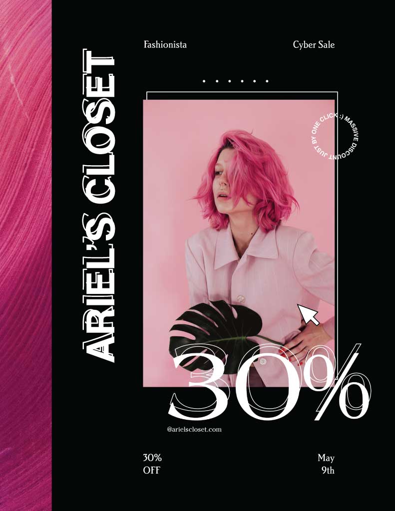 Trendy Pink Cyber Sale Poster Design