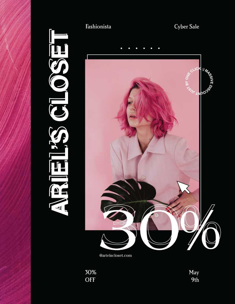 Template Trendy Pink Cyber Sale Poster Design