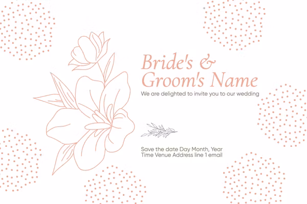 Template Elegant Peach Wedding Invitation with Floral Design