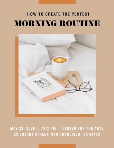 Template Cozy Beige Morning Routine Workshop Poster