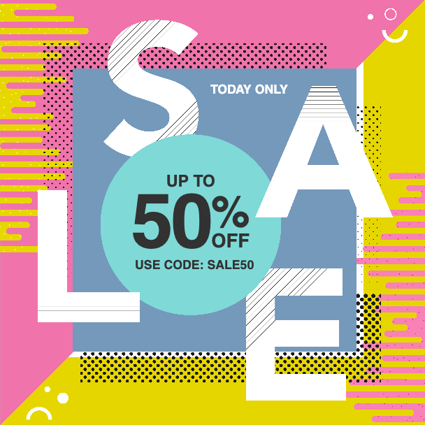 Template Bold Cyan and Pink Sale Ad Template