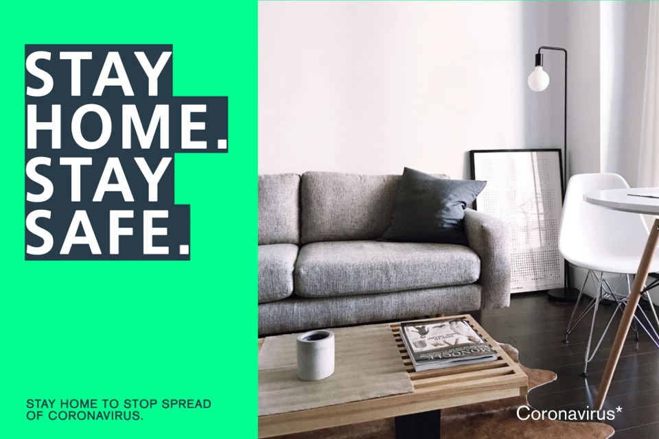 Green and Gray Stay Home Awareness Poster