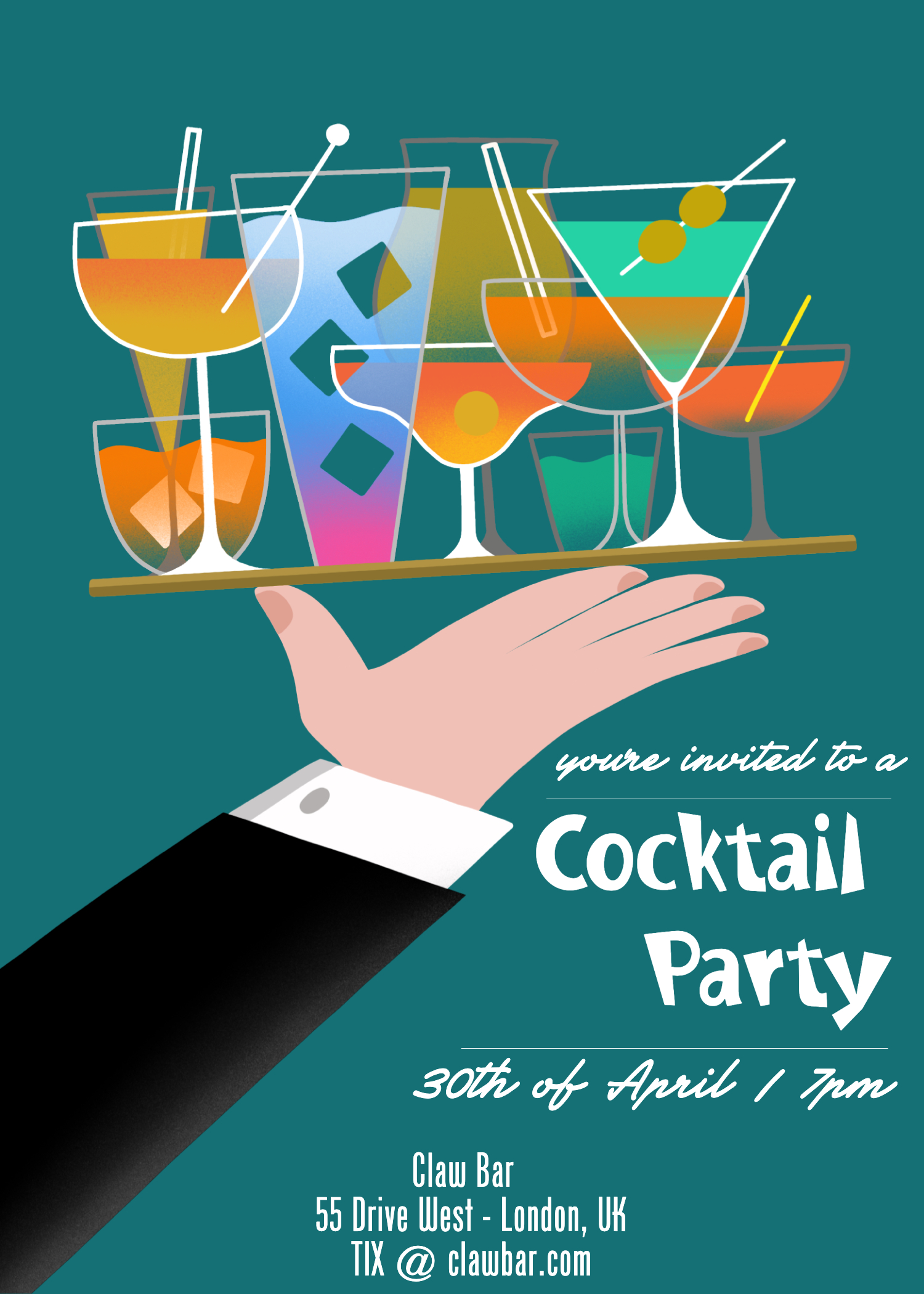 Colorful Cocktail Party Invitation Poster Design