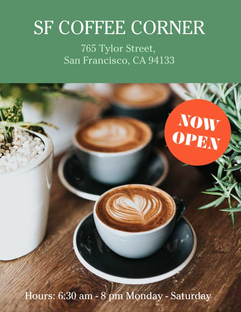 Template Warm Coffee Shop Opening Poster Design